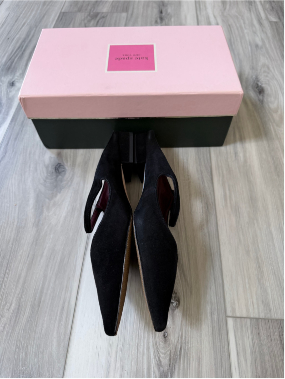 Kate Spade Meg Suede Mary Jane Flats Black Pointed Toe Crystal Size 9.5B K4994 - Picture 5 of 11
